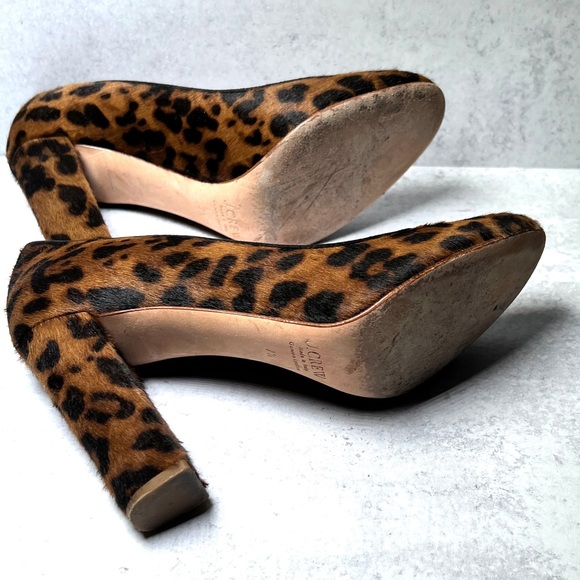 J Crew Collection Etta heels in leopard pony hair